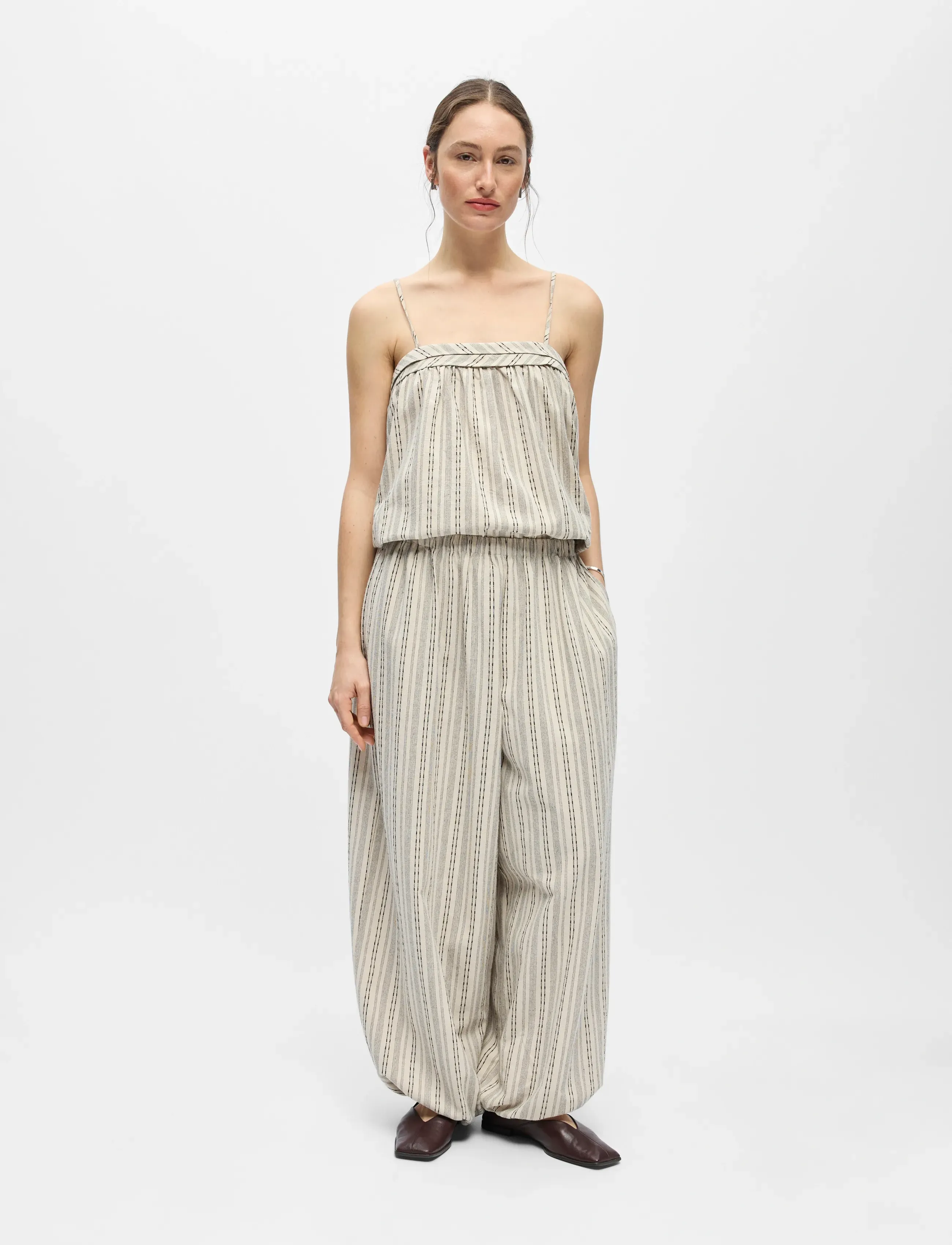 Object Outobjbelem Mw Lo Harem Pant 145, Kvinder, Stribede Harem Bukser, Cream, Str: 36