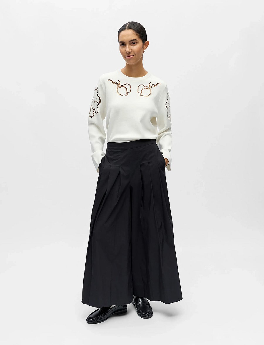 Object - OBJPAIGE HW PLISSE CULOTTE PANT 145 - culottes - black - 0