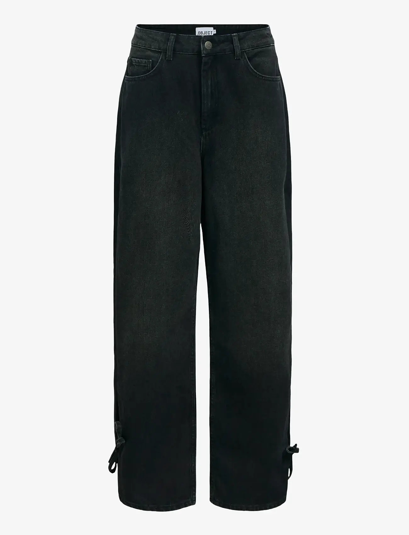 Object - OBJDANJA MW LO JEANS E REP - hosen mit weitem bein - black denim - 1