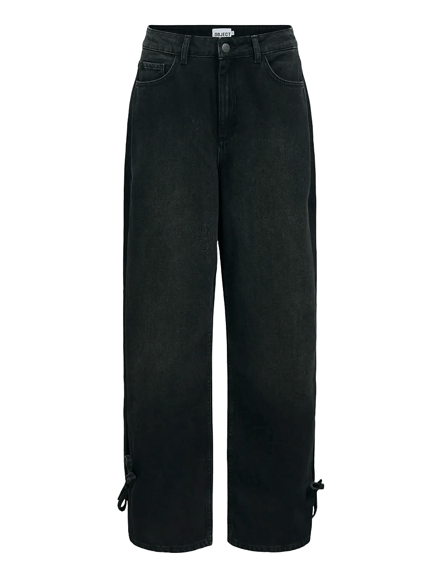 Object - OBJDANJA MW LO JEANS E REP - brede jeans - black denim - 1