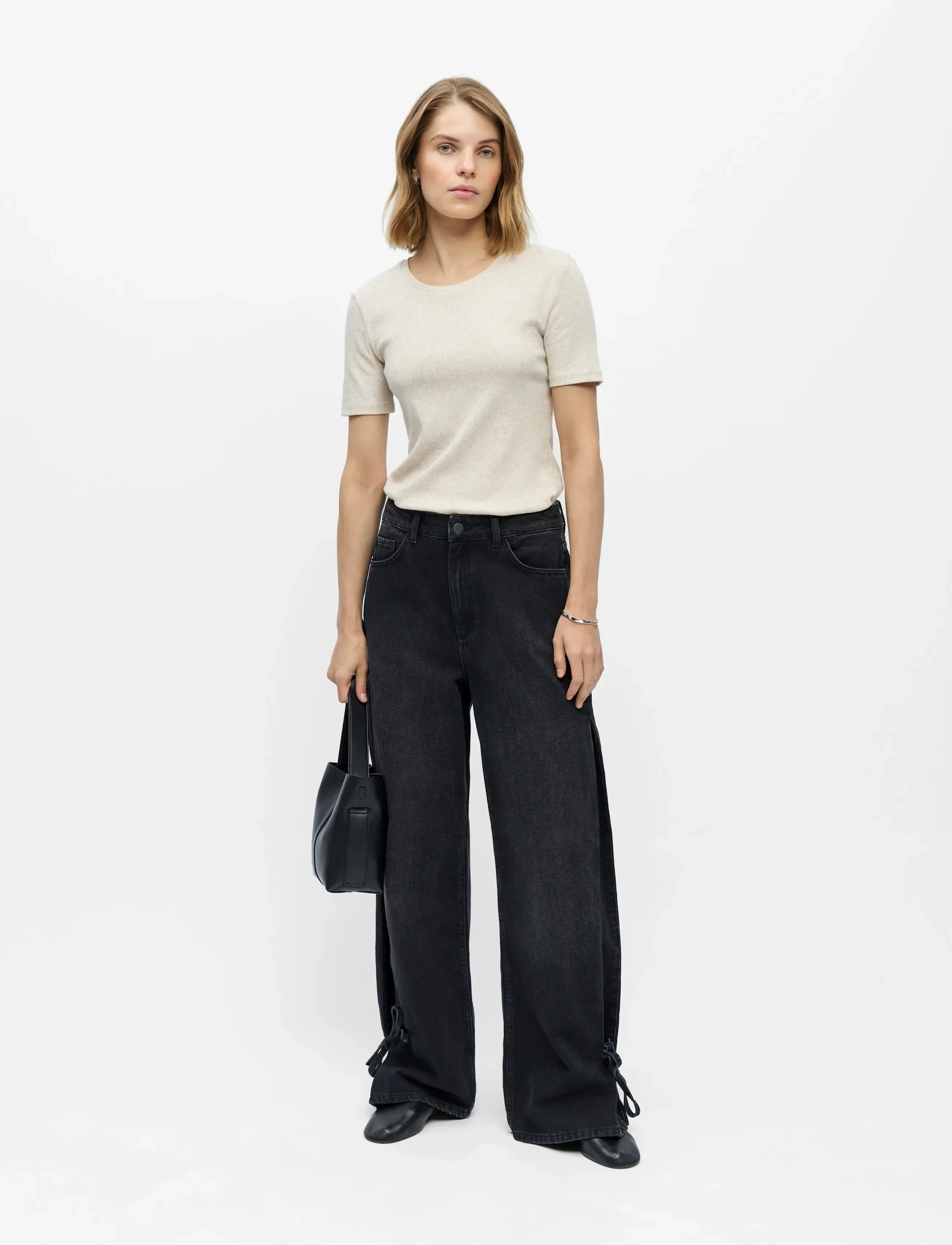 Object OBJDANJA MW LO JEANS E REP - Tøj - BLACK DENIM / black