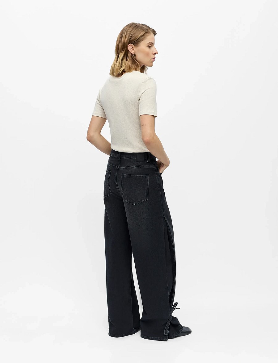 Object - OBJDANJA MW LO JEANS E REP - brede jeans - black denim - 2