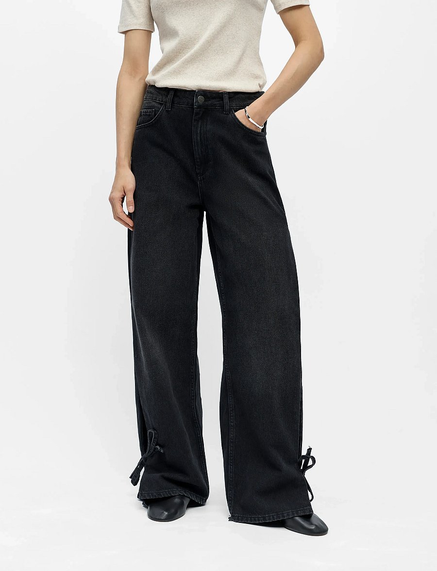 Object - OBJDANJA MW LO JEANS E REP - brede jeans - black denim - 3