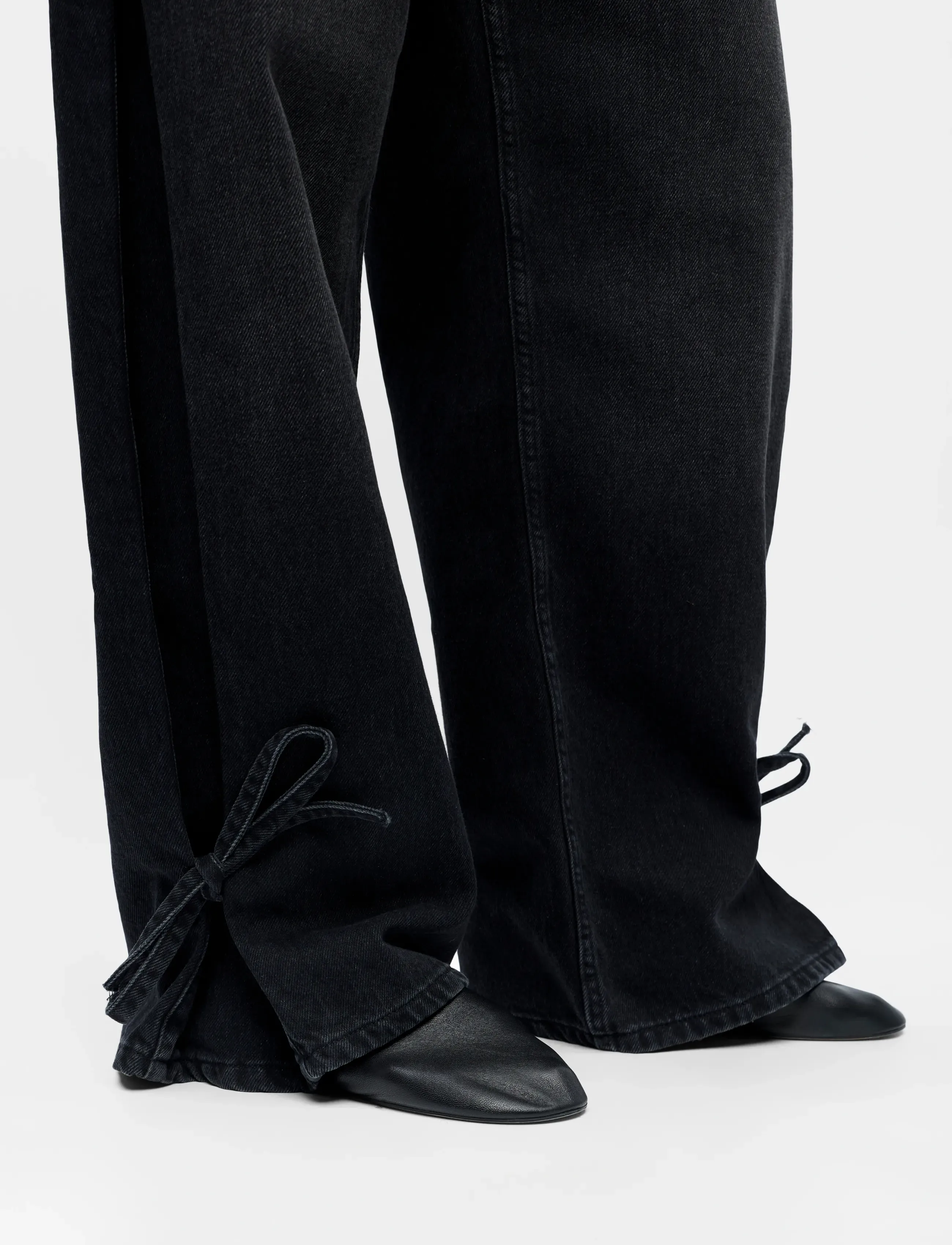 Object - OBJDANJA MW LO JEANS E REP - hosen mit weitem bein - black denim - 4