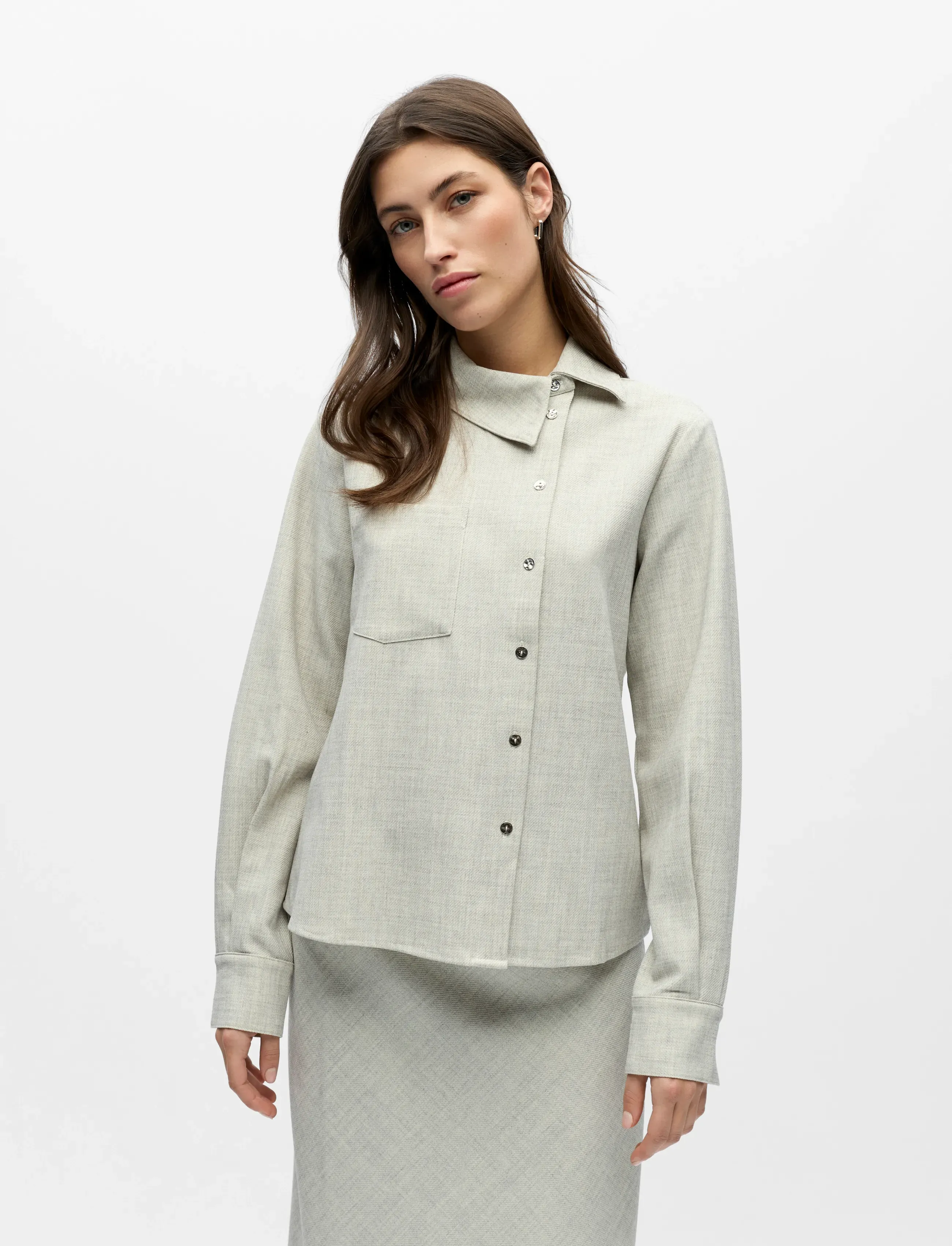 Object Objdiana Lo Re Shirt E Ps 26, 34, Grey, Skjorter > Langærmede, Dame