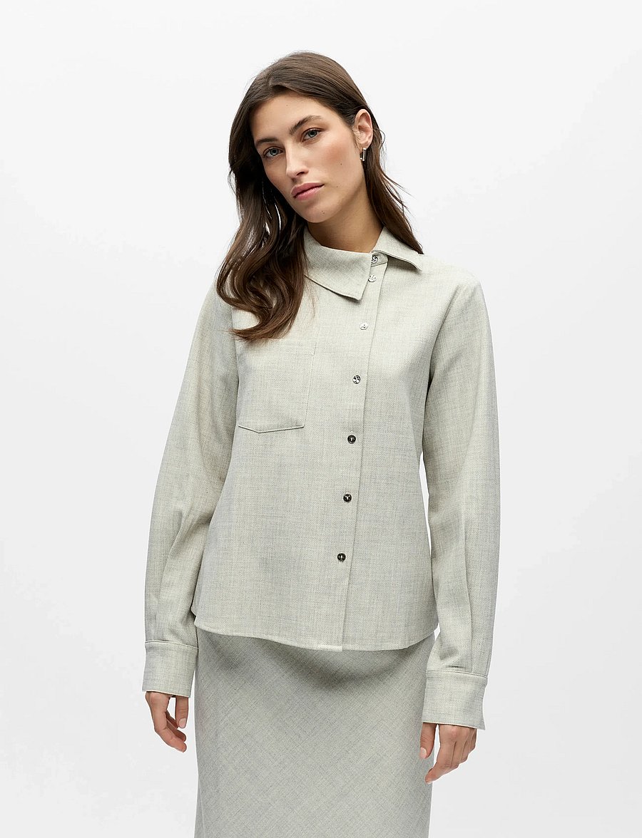 Object - OBJDIANA LO RE SHIRT E PS 26 - koszule lniane - light grey melange - 0