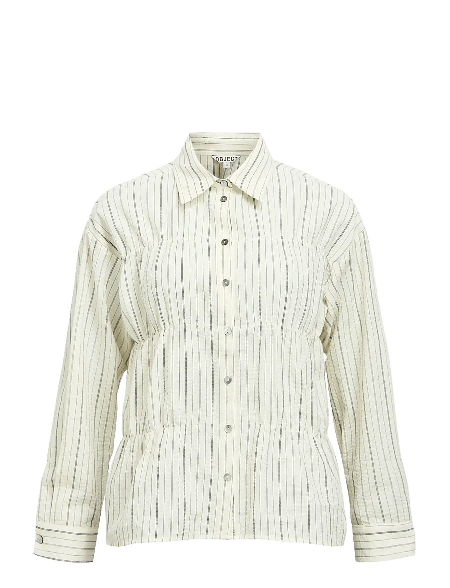 Object - OBJDAMICA L/S RE SHIRT E SP 26 - långärmade skjortor - cloud dancer - 1
