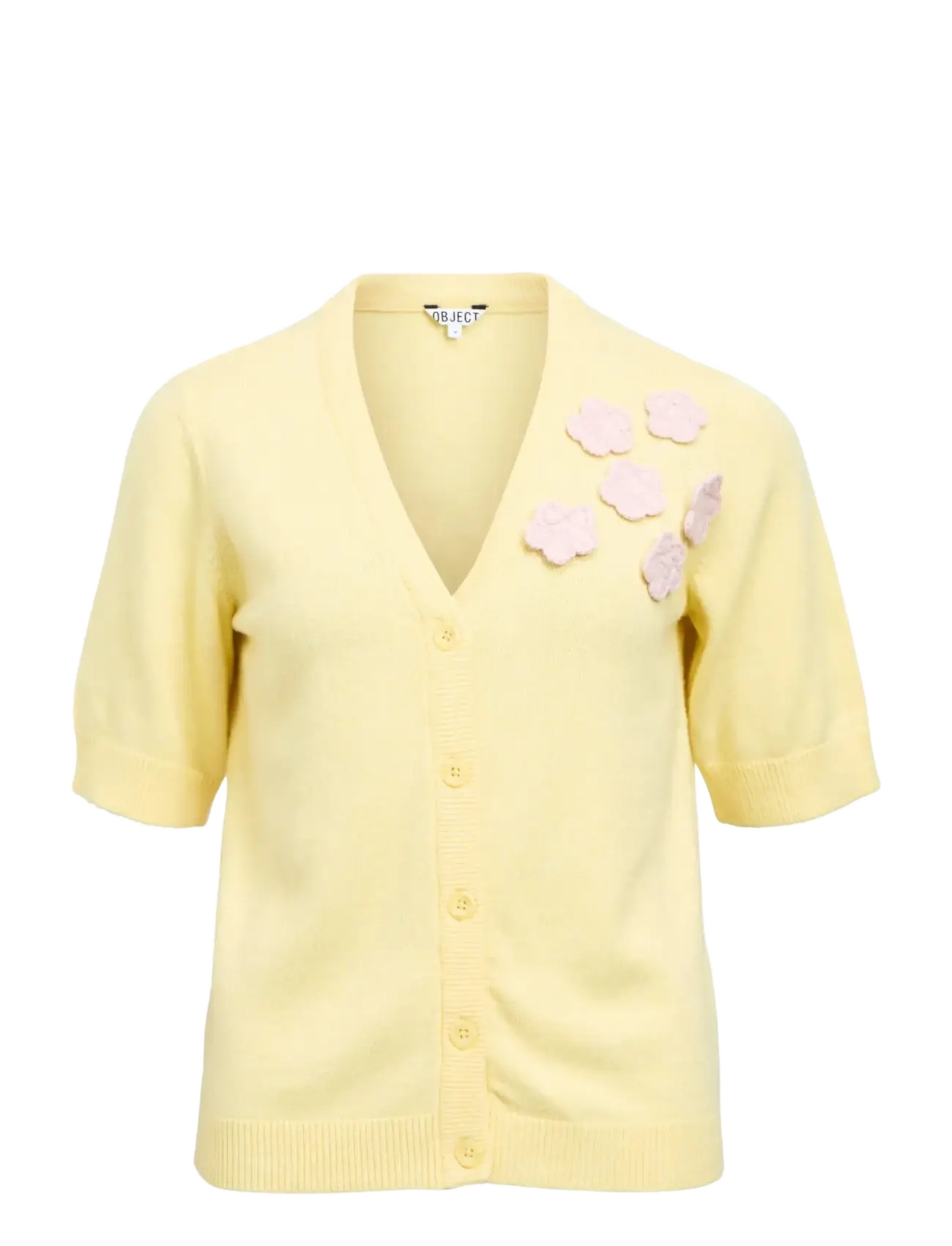 Object Objlaney S/S Re Cardigan E Ps 26, M, Yellow, Strik > Cardigans, Dame