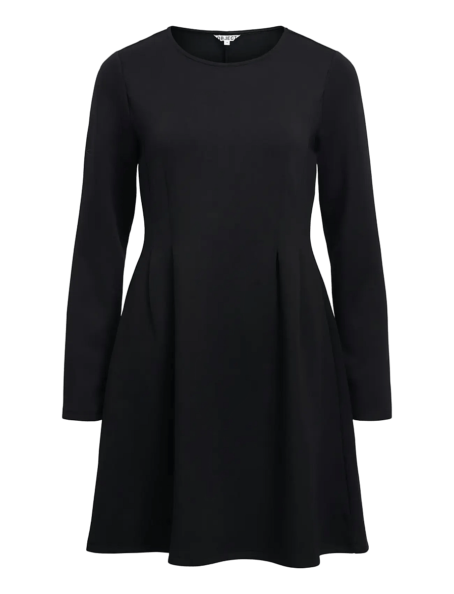 Object - OBJDORINA L/S SHORT DRESS E PS 26 - knitted dresses - black - 1