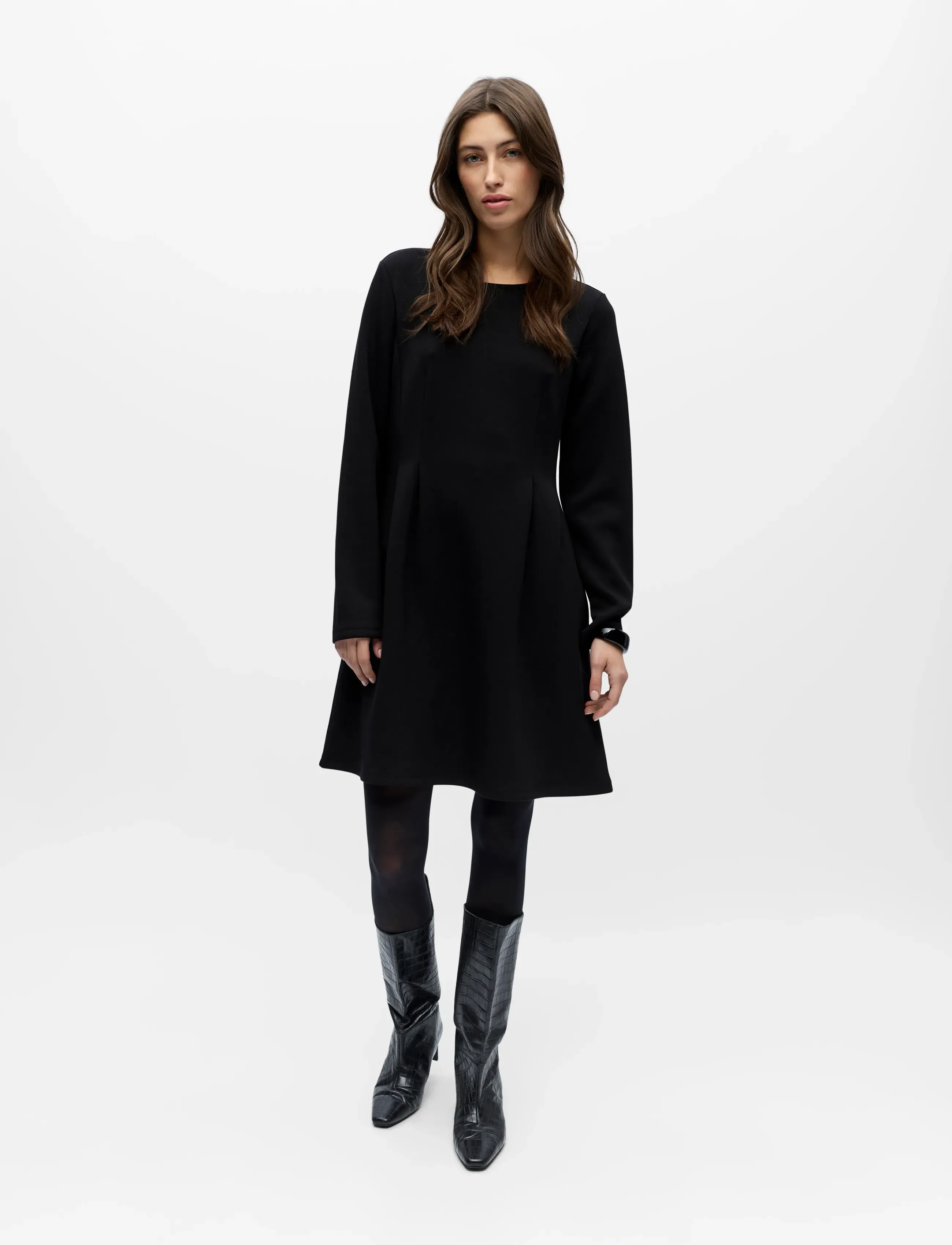 Object Objdorina L/S Short Dress E Ps 26, XS, Dresses, Schwarz - Dress, Frauen