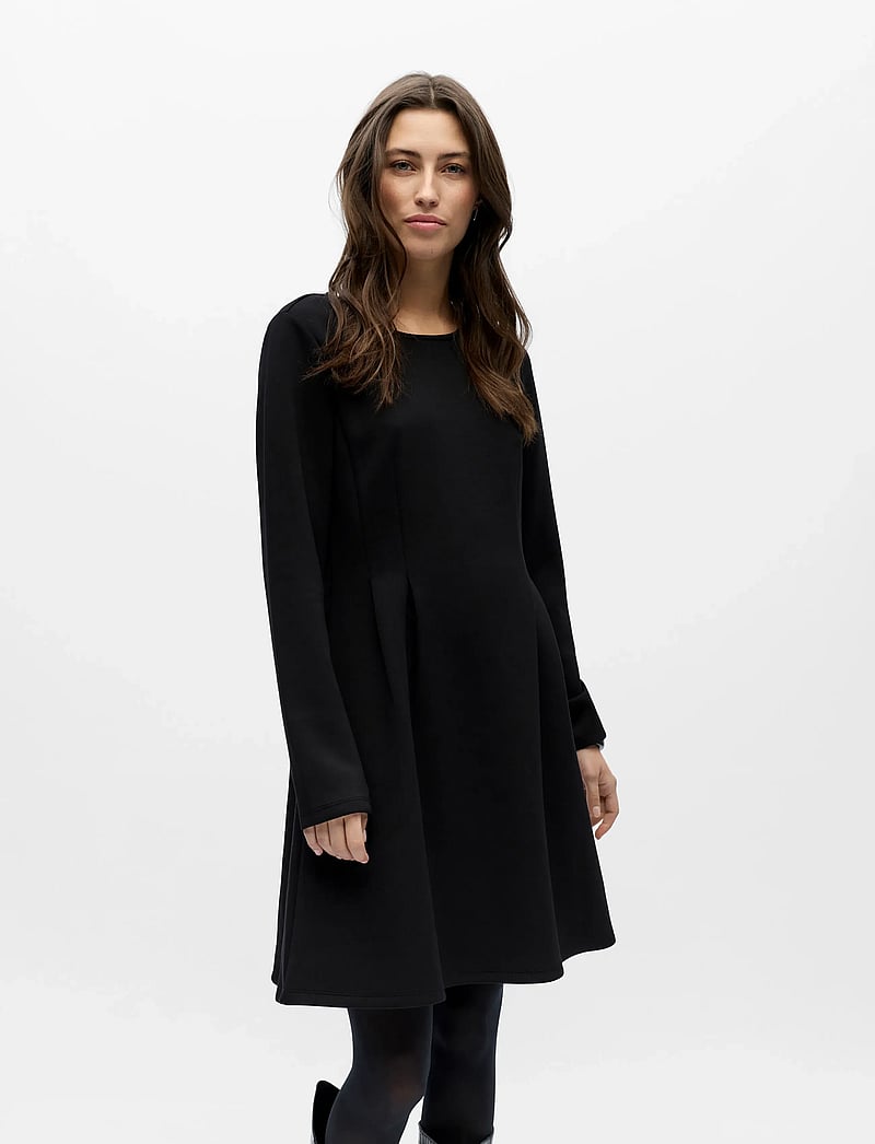 Object - OBJDORINA L/S SHORT DRESS E PS 26 - knitted dresses - black - 4