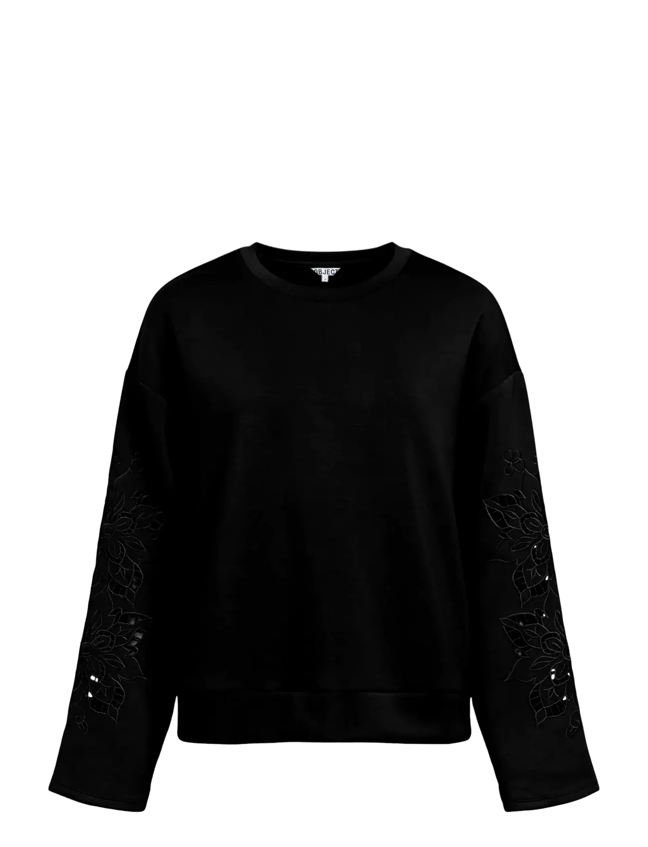 Object Objdorina L/S Lo Sweatshirt E Ps 26, Kvinder, Broderet Sweatshirt, Sort, Str: S