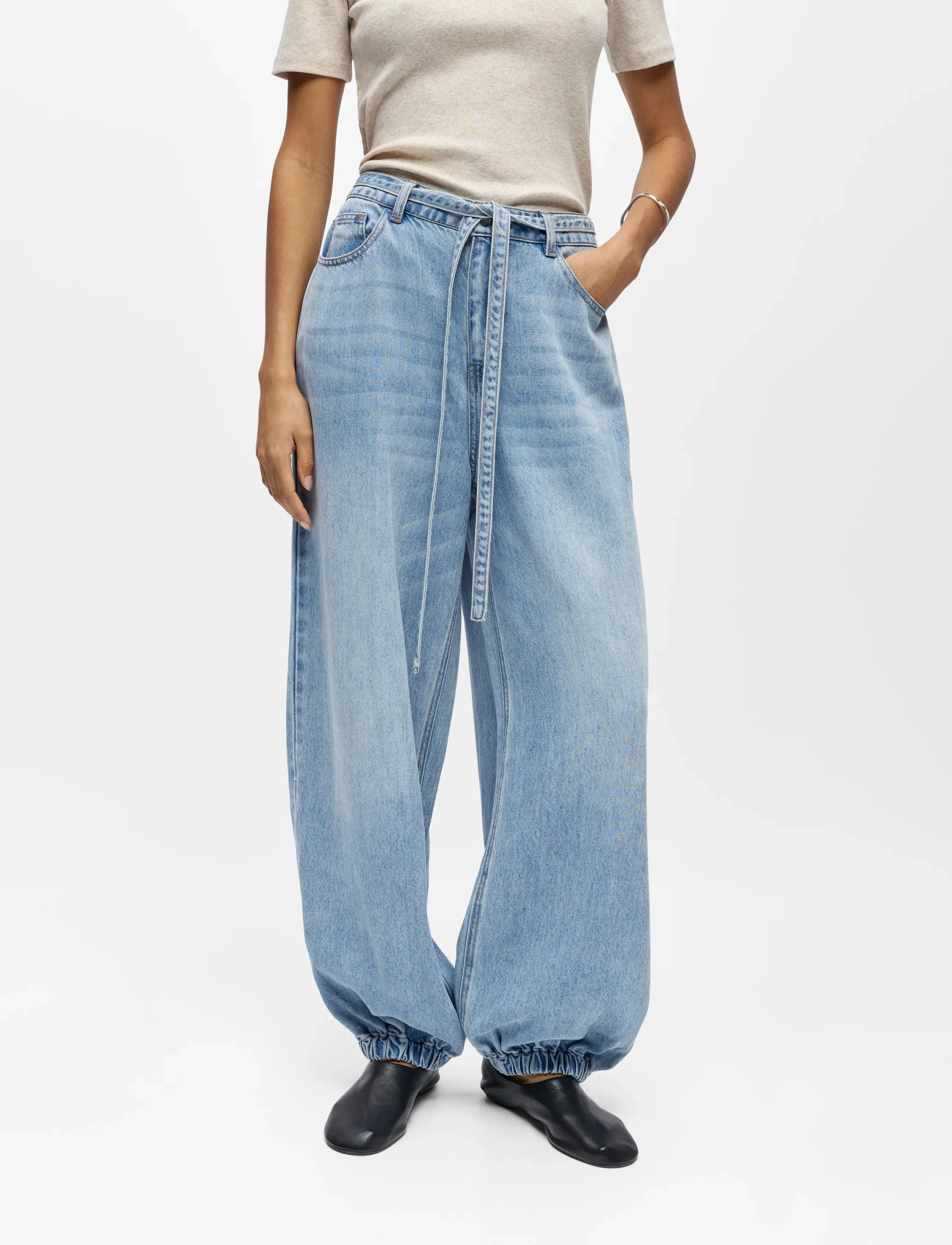 Object Objlara Mw Jogger Pant Noos, 34 x 32, Blue, Jeans > Barrel Jeans, Dame