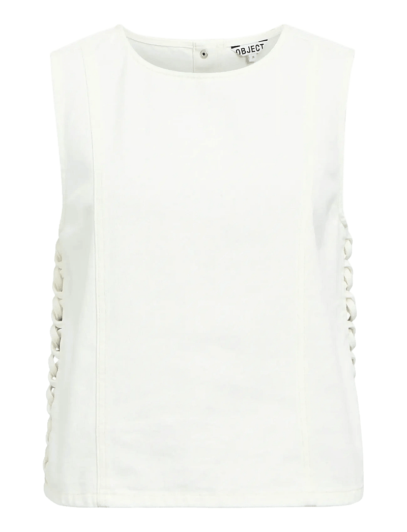 Object - OBJTRICE S/L RE DENIM TOP 145 - tanktops - white - 1