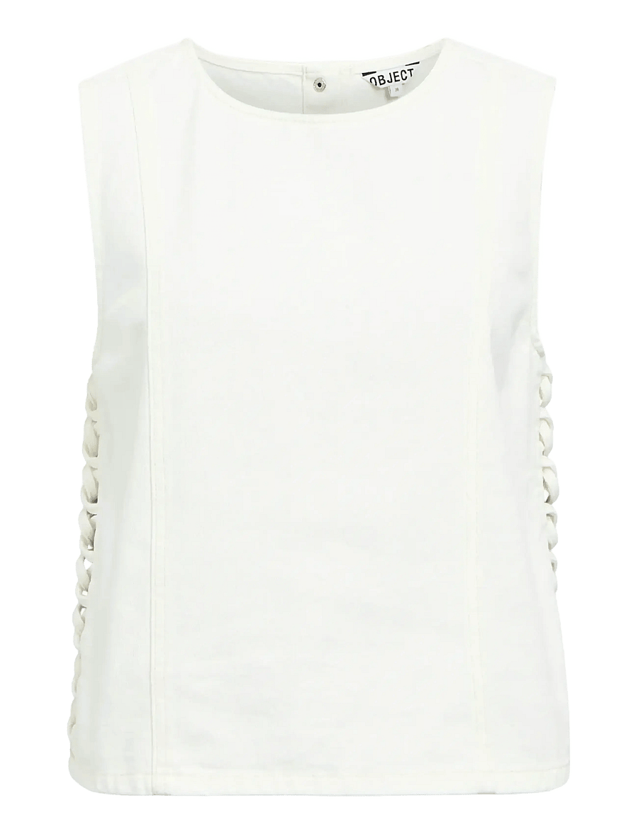 Object - OBJTRICE S/L RE DENIM TOP 145 - Ärmellose tops - white - 1