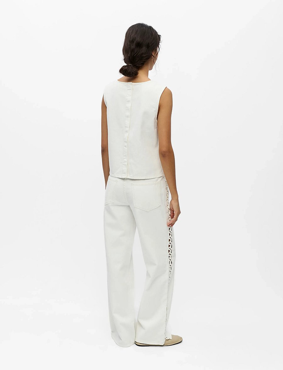 Object - OBJTRICE S/L RE DENIM TOP 145 - Ärmellose tops - white - 2