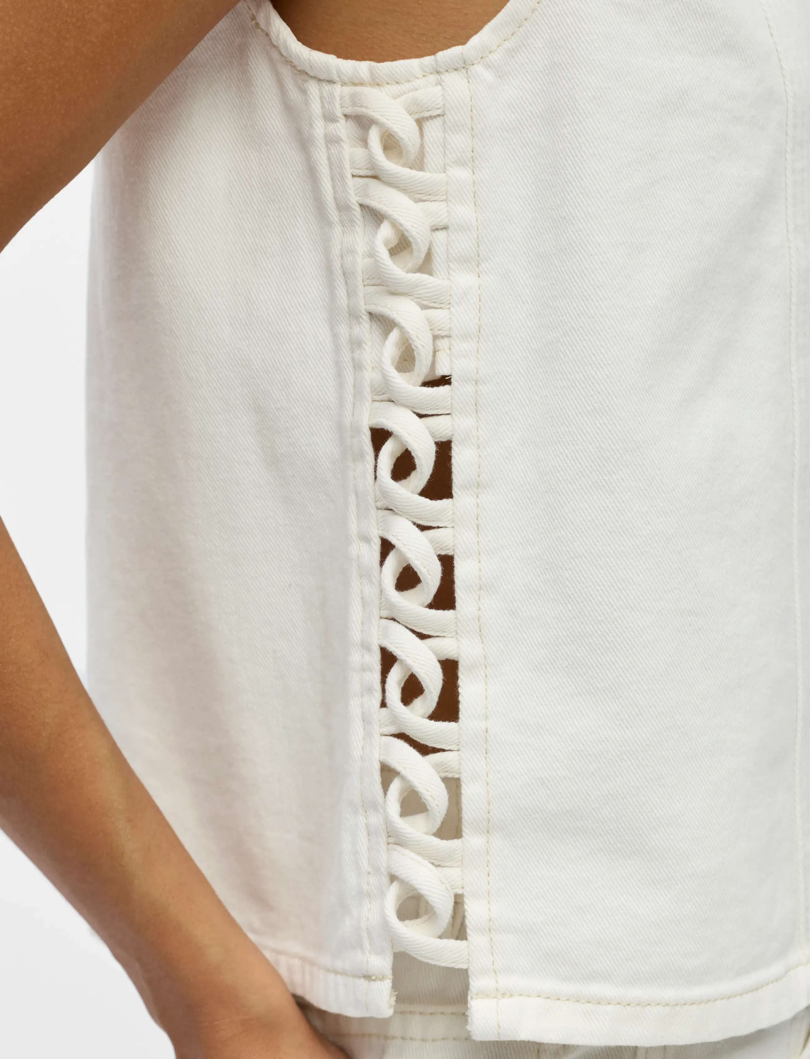 Object - OBJTRICE S/L RE DENIM TOP 145 - laveste priser - white - 3