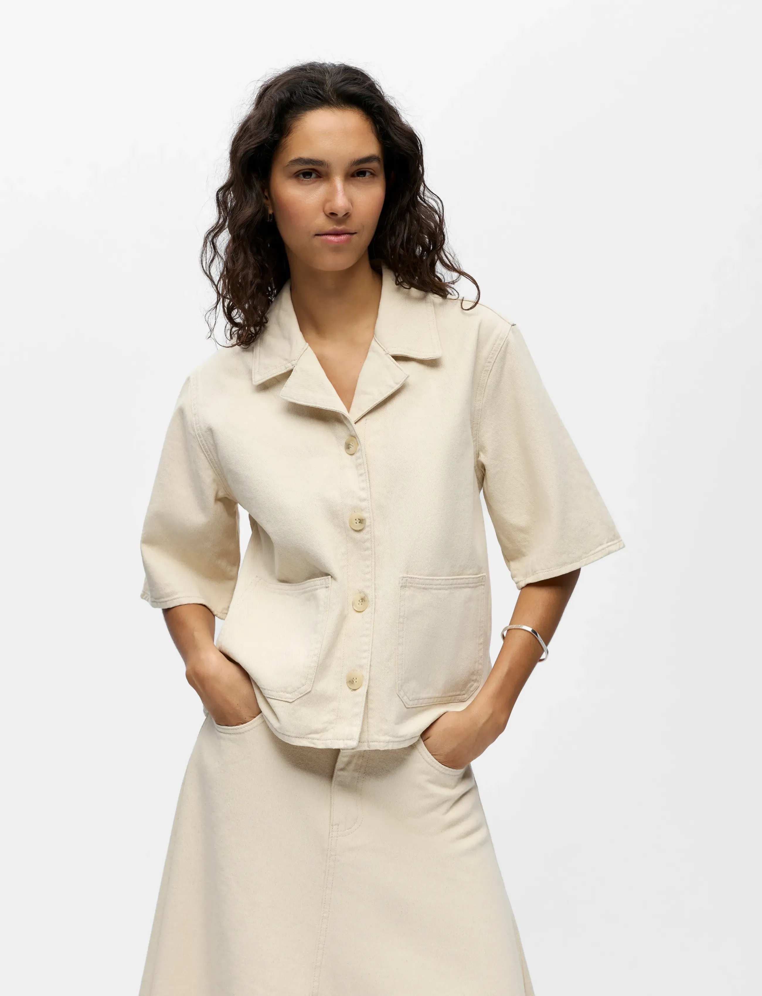 Object Objpixie S/S Re Shirt 145, 34, Shirts, Creme - Short-sleeved, Frauen