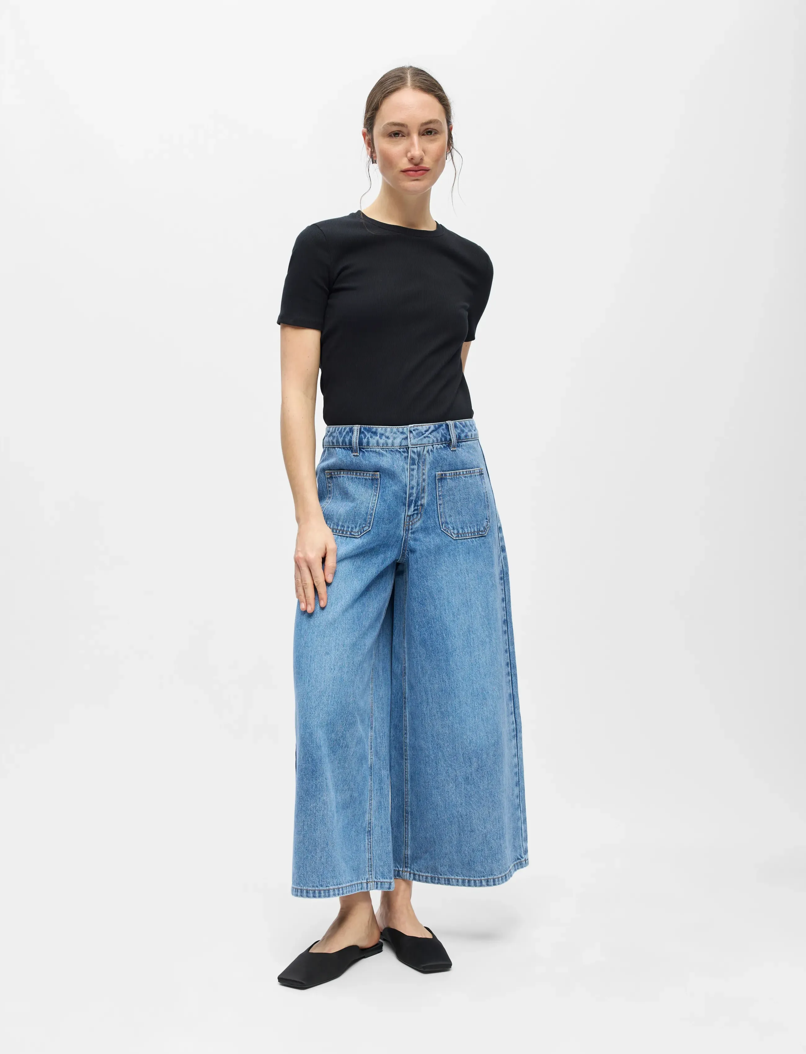 Object Objfulla Mw Denim Culotte 145, 36, Shorts, Blau - Frauen