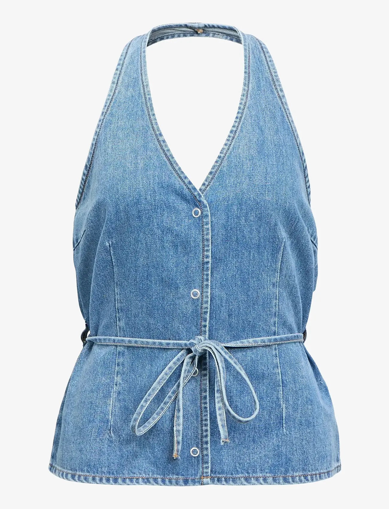 Object - OBJFULLA S/L RE DENIM TOP 145 - tanktops - medium blue denim - 1