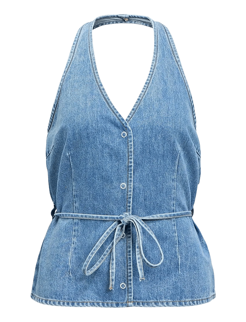 Object - OBJFULLA S/L RE DENIM TOP 145 - tanktops - medium blue denim - 1