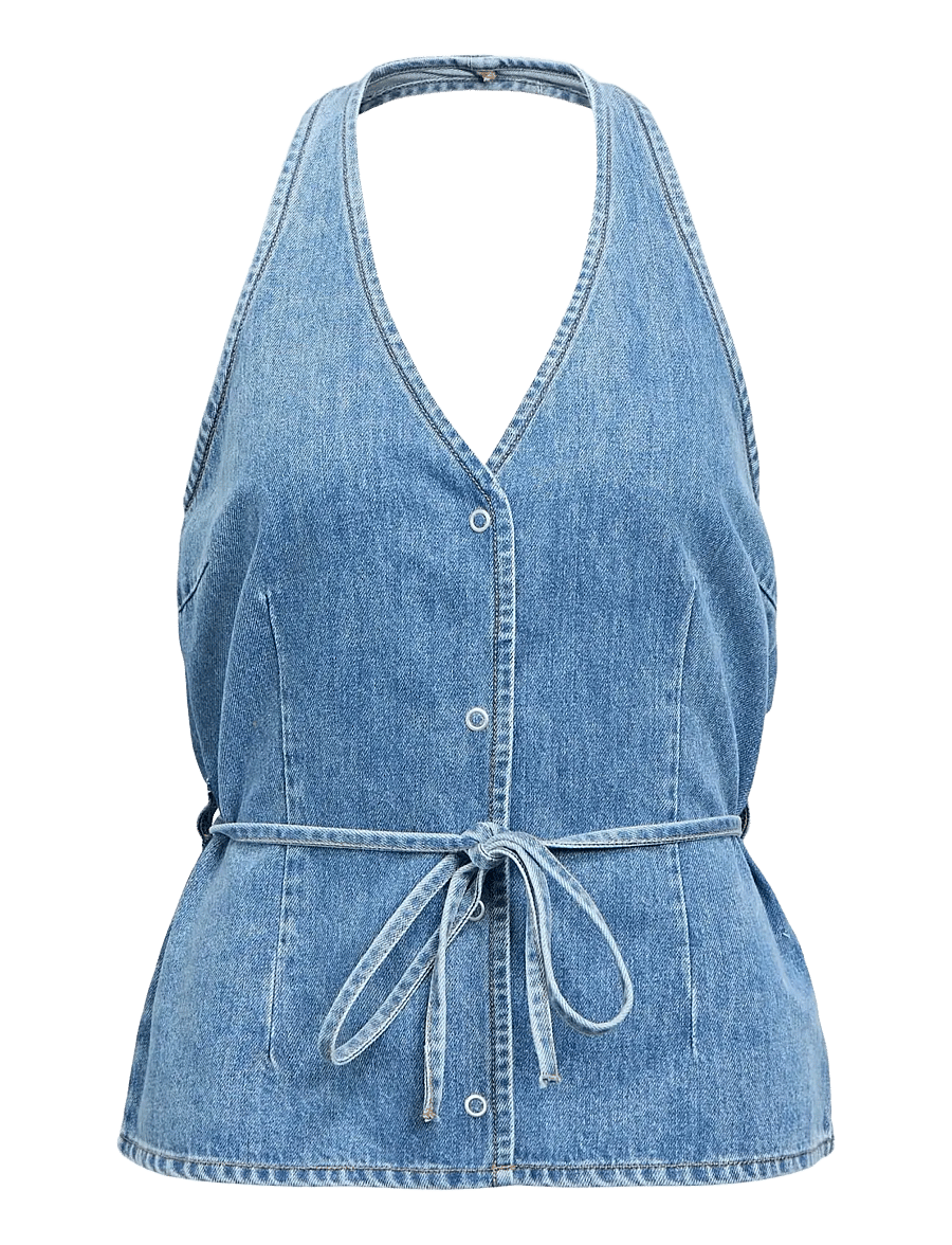Object - OBJFULLA S/L RE DENIM TOP 145 - Ärmellose tops - medium blue denim - 1