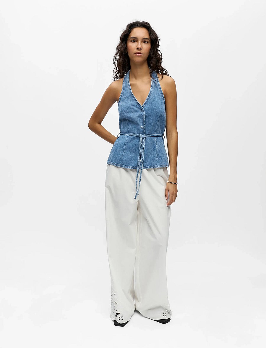 Object - OBJFULLA S/L RE DENIM TOP 145 - Ärmellose tops - medium blue denim - 0