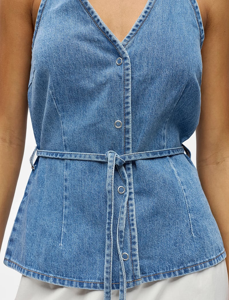 Object - OBJFULLA S/L RE DENIM TOP 145 - tanktops - medium blue denim - 3