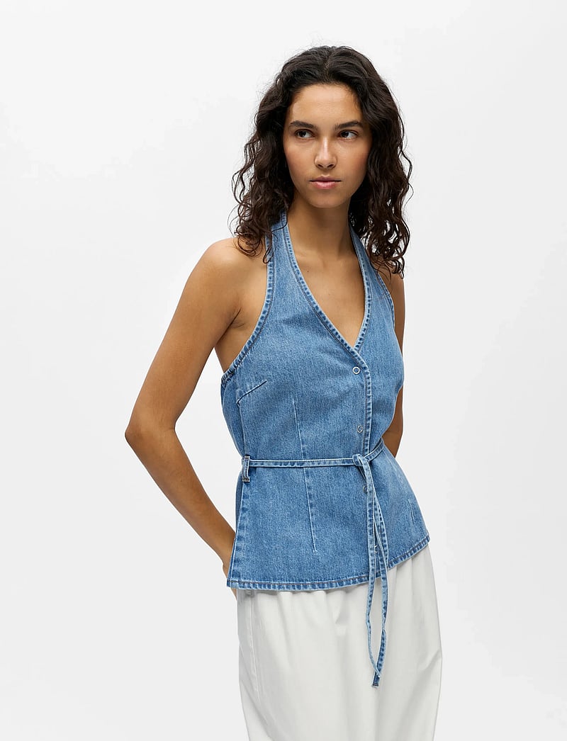 Object - OBJFULLA S/L RE DENIM TOP 145 - tanktops - medium blue denim - 4