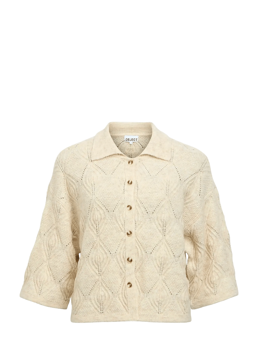 Object - OBJKAISA FLORA 3/4 LO KNIT CARDIGAN NOOS - kardiganid - birch - 1