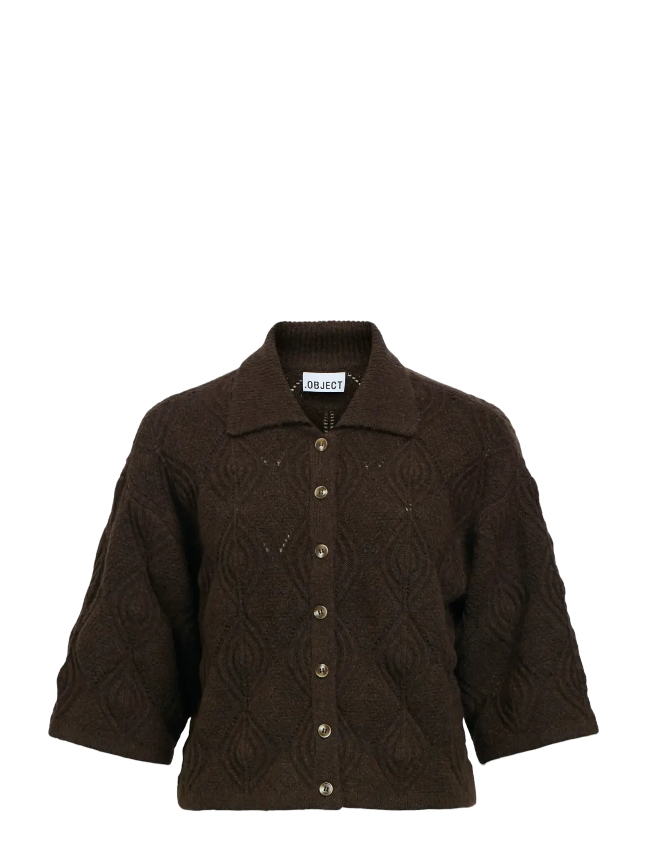 Object OBJKAISA FLORA 3/4 LO KNIT CARDIGAN NOOS - Kardiganai - SEAL BROWN / brown