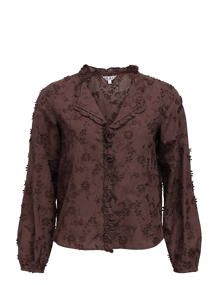 Object - OBJKARLI L/S RE SHIRT NOOS - pikkade varrukatega särgid - seal brown - 1