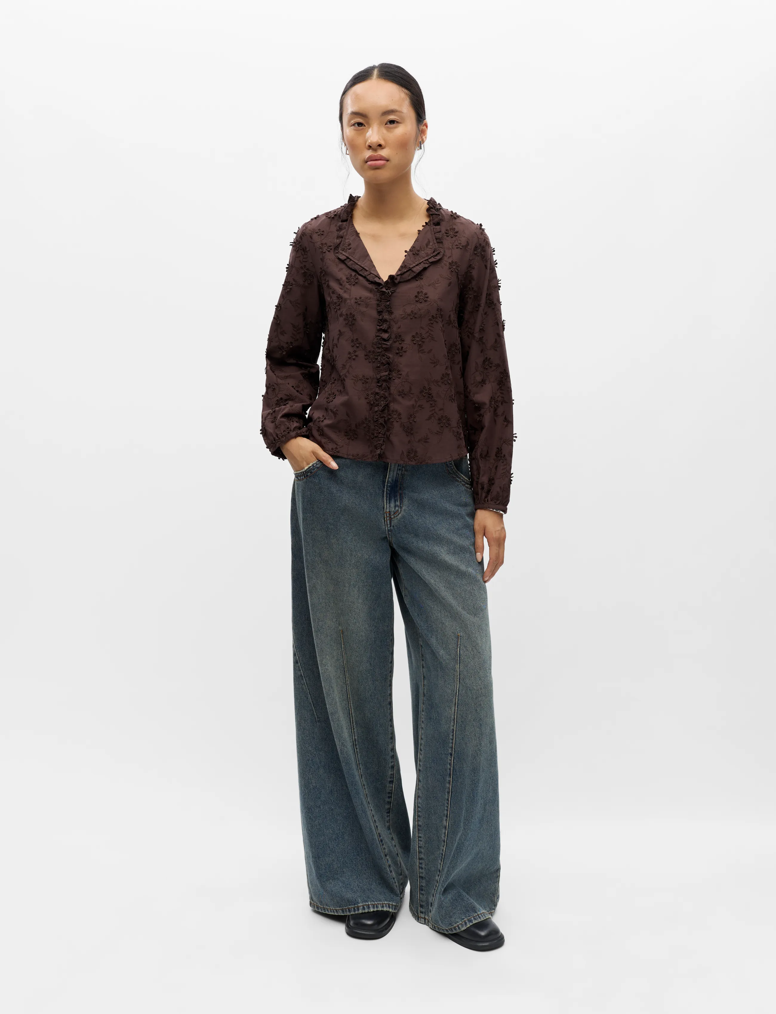 Object - OBJKARLI L/S RE SHIRT NOOS - pikkade varrukatega särgid - seal brown - 3