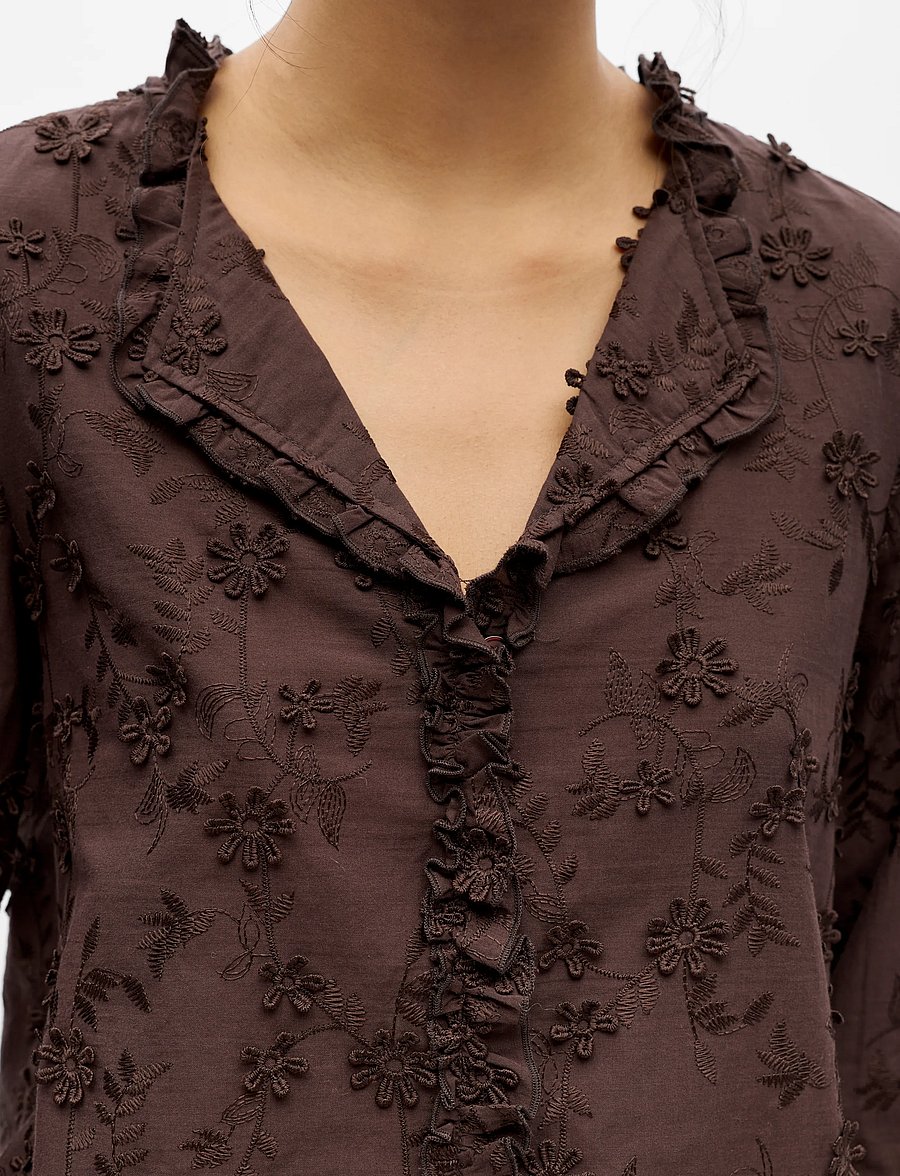 Object - OBJKARLI L/S RE SHIRT NOOS - pikkade varrukatega särgid - seal brown - 4