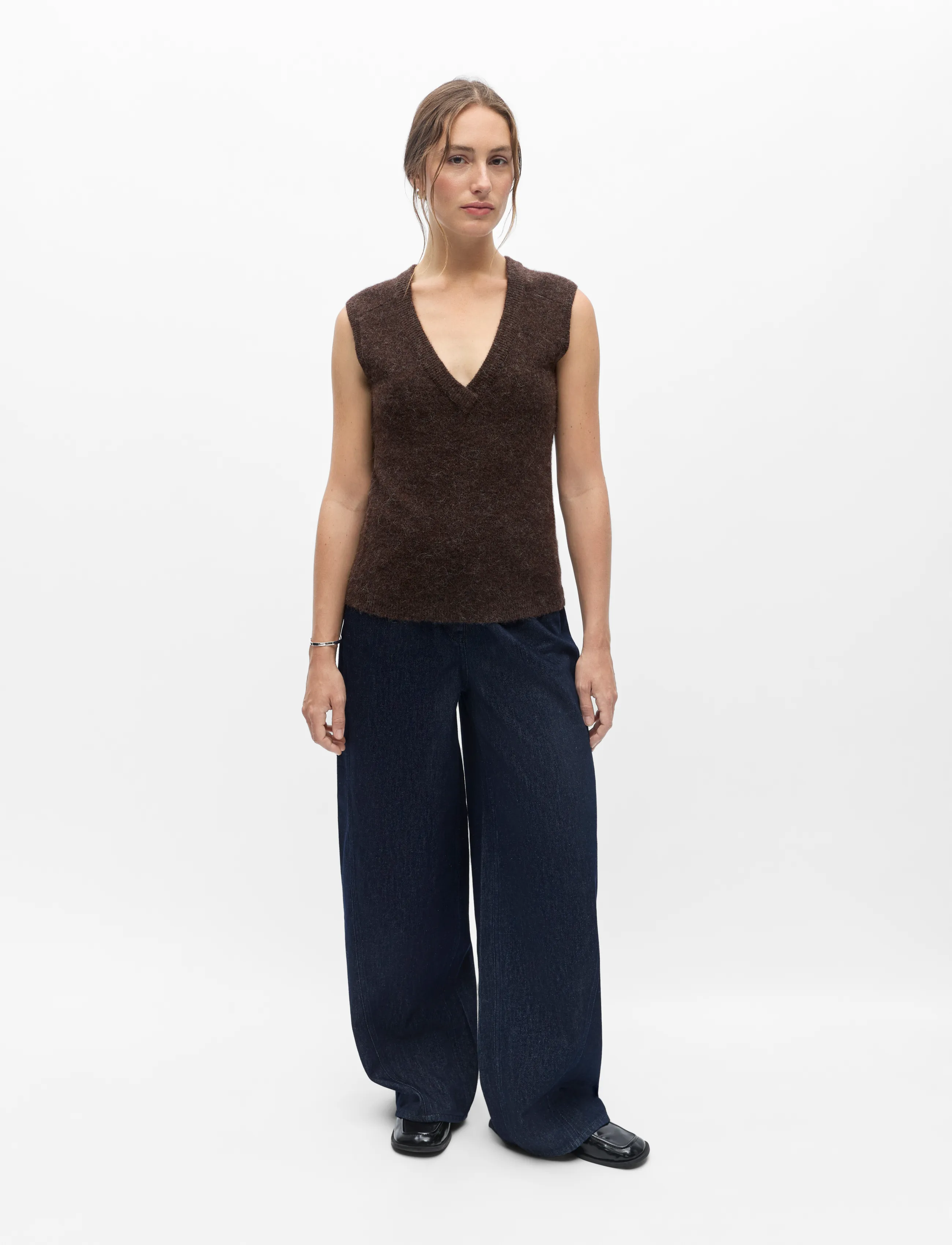 Object - OBJDENISI S/L RE KNIT VEST NOOS - strikveste - seal brown - 0