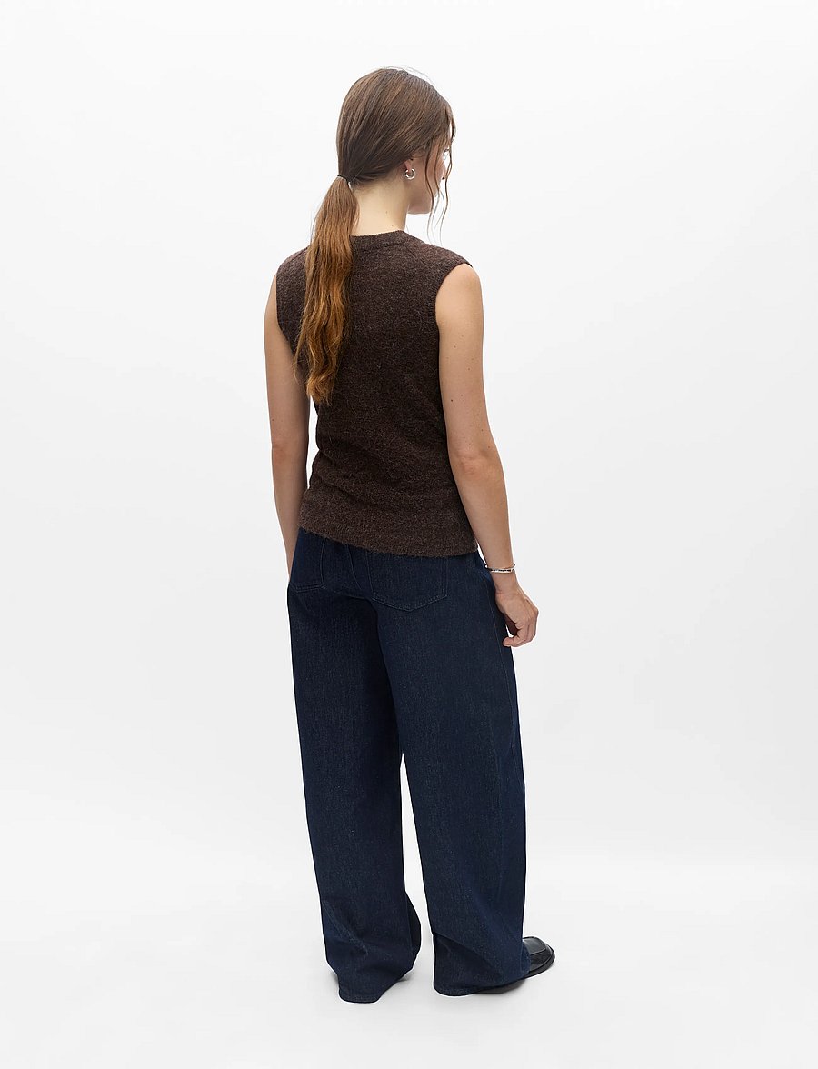 Object - OBJDENISI S/L RE KNIT VEST NOOS - strikveste - seal brown - 2