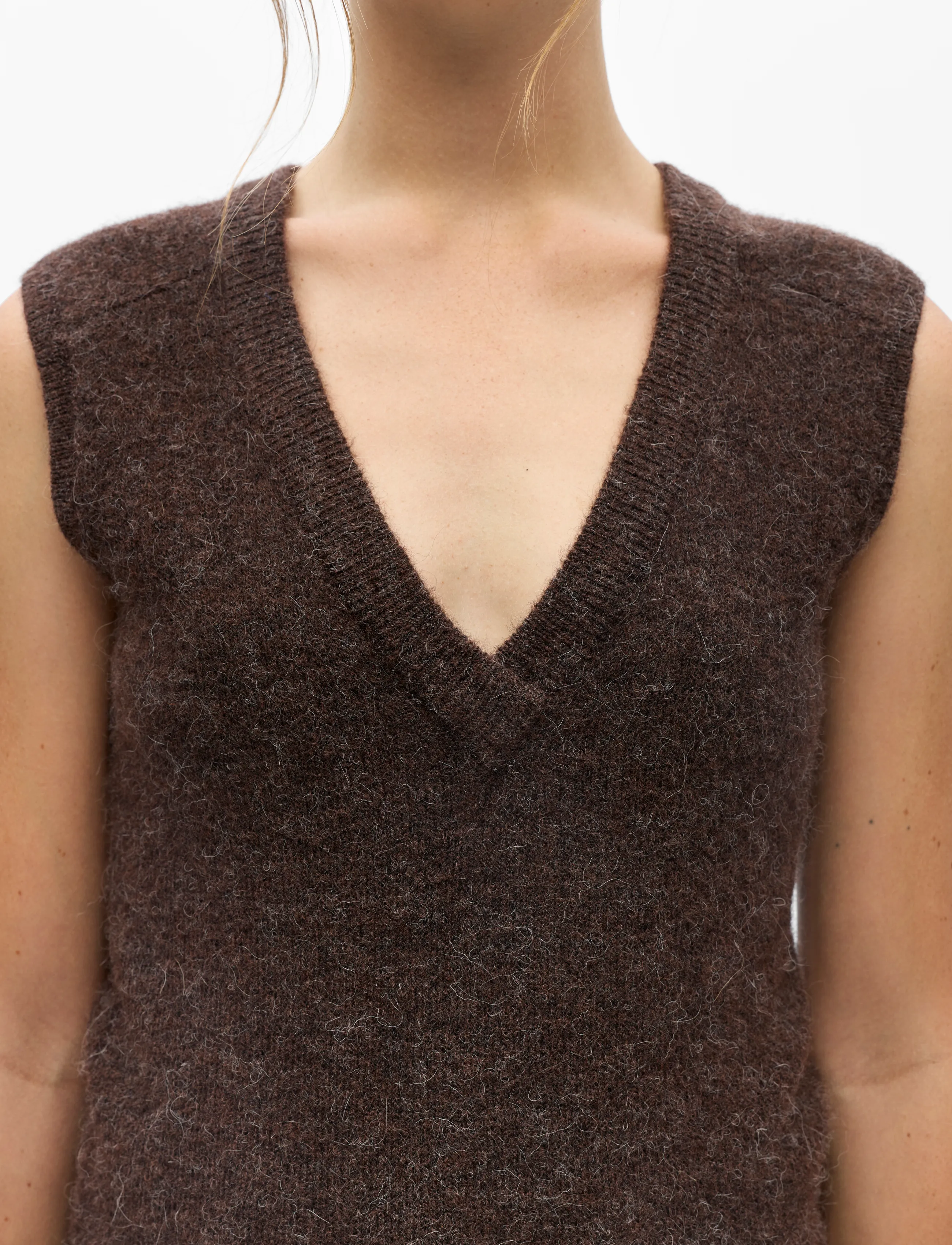 Object - OBJDENISI S/L RE KNIT VEST NOOS - strikveste - seal brown - 3