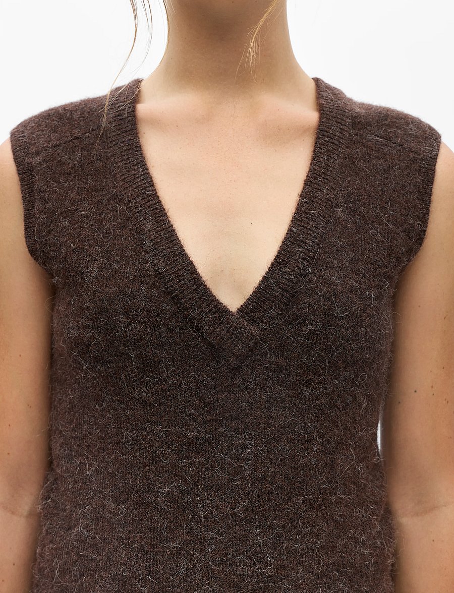 Object - OBJDENISI S/L RE KNIT VEST NOOS - strikveste - seal brown - 3