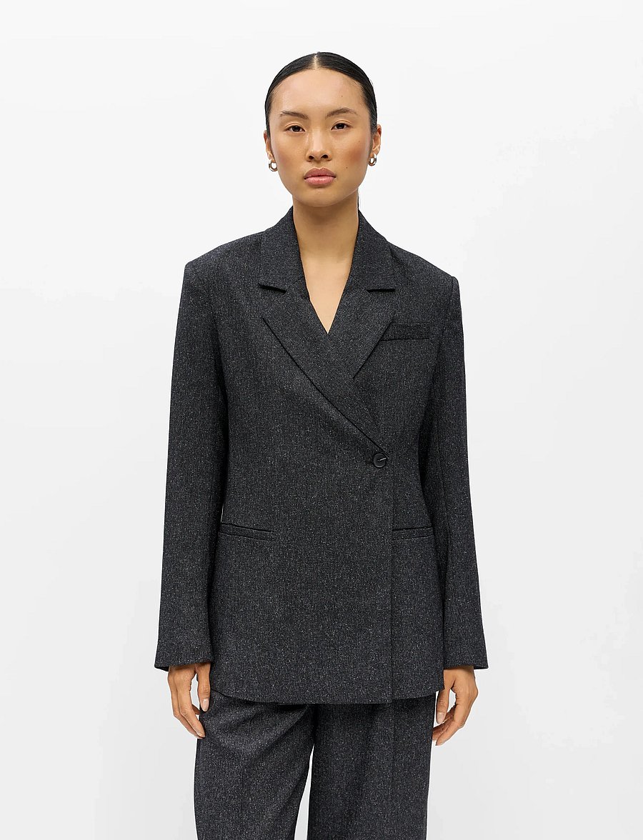 Object - OBJSANJA L/S WAISTED BLAZER NOOS - Üherealised pintsakud - black - 4