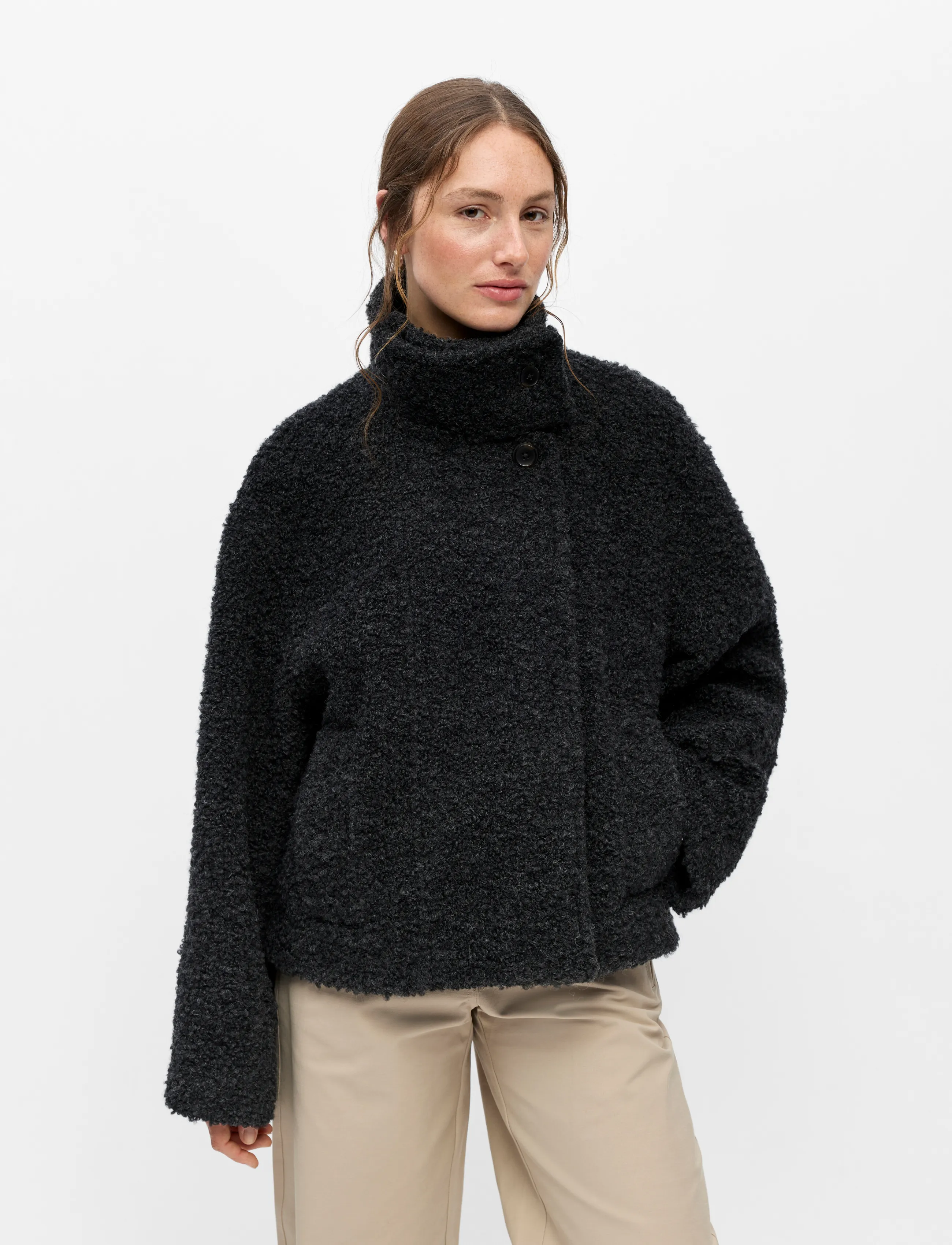 Object OBJDIOLA L/S SHORT JACKET NOOS - Jacken - DARK GREY MELANGE / grey
