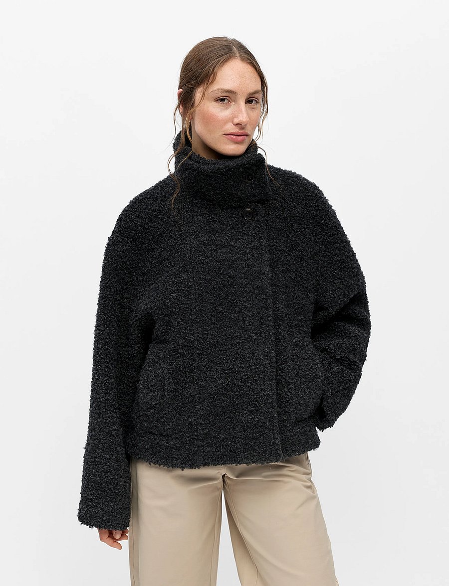 Object - OBJDIOLA L/S SHORT JACKET NOOS - wolljacken - dark grey melange - 0