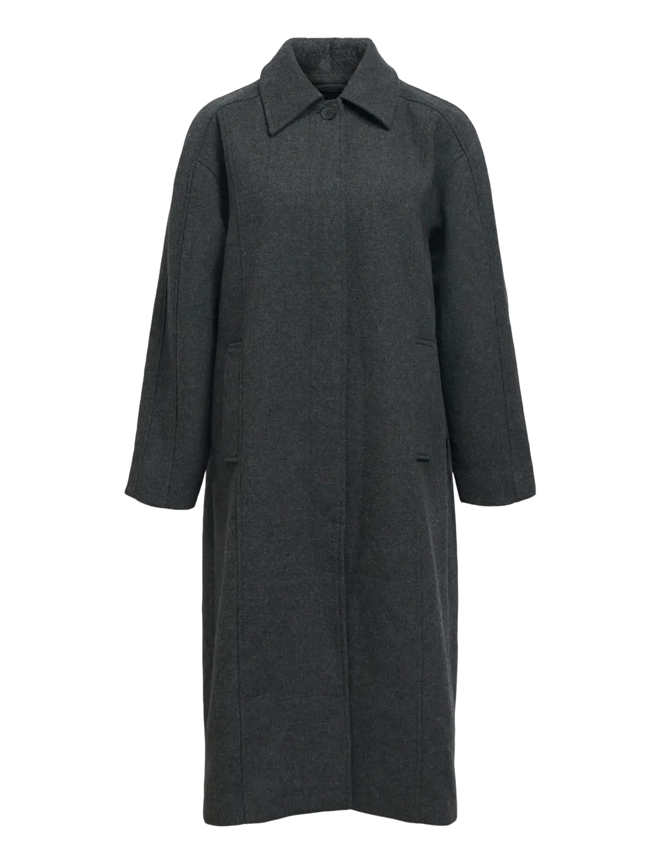 Object - OBJNINNI RE L/S LONG COAT 146 - dark grey melange - 1