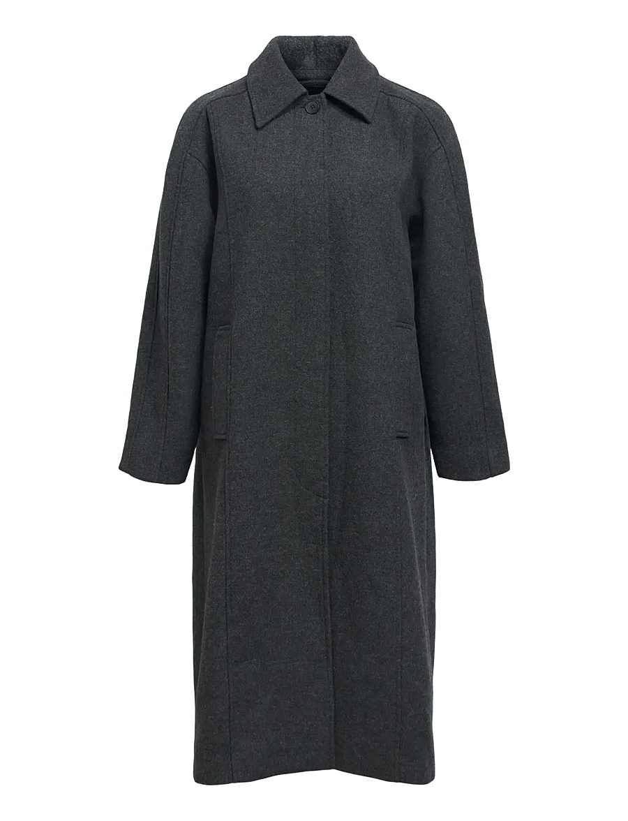 Object - OBJNINNI RE L/S LONG COAT 146 - dark grey melange - 1