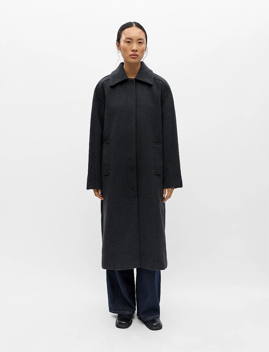 Object - OBJNINNI RE L/S LONG COAT 146 - dark grey melange - 3