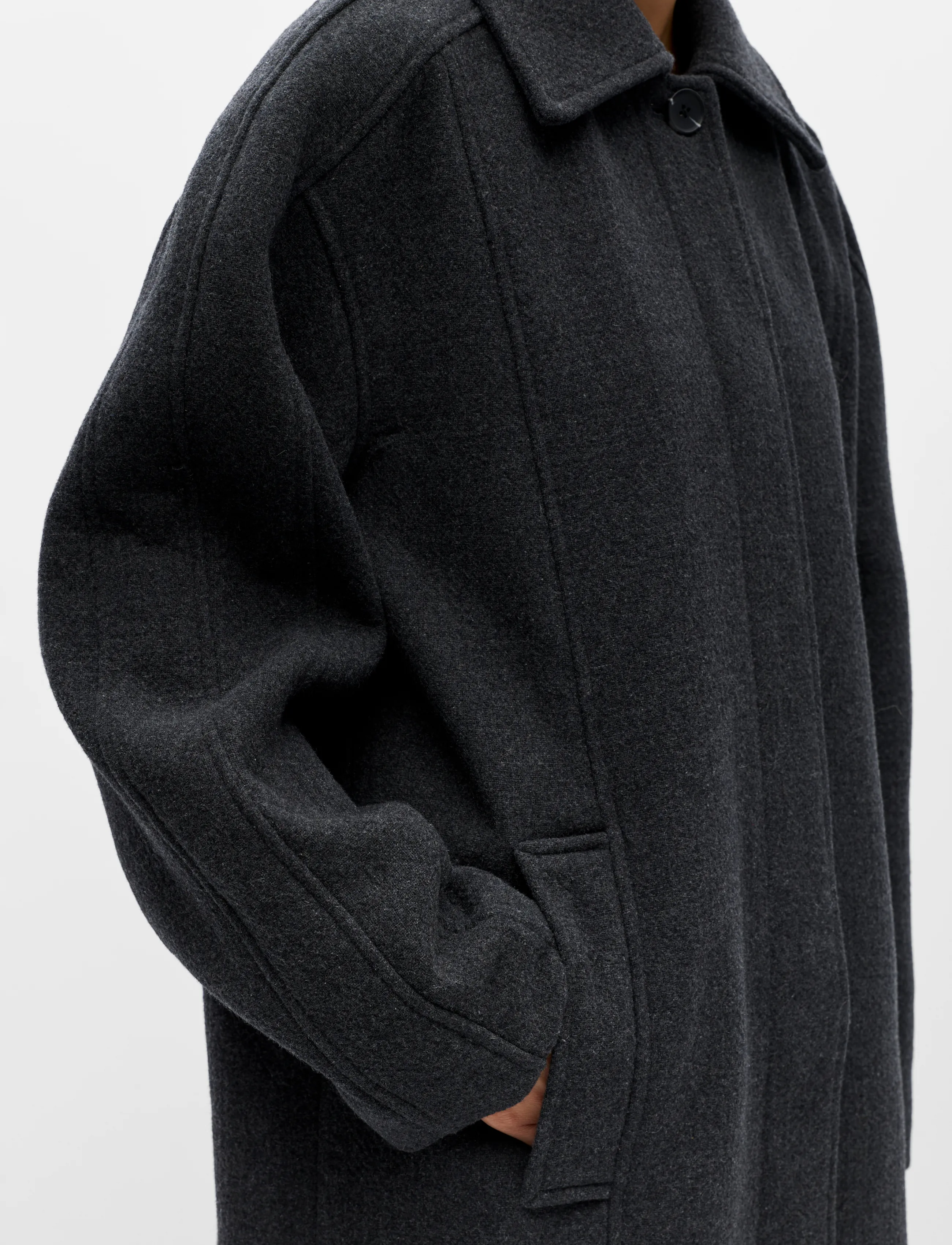 Object - OBJNINNI RE L/S LONG COAT 146 - dark grey melange - 4