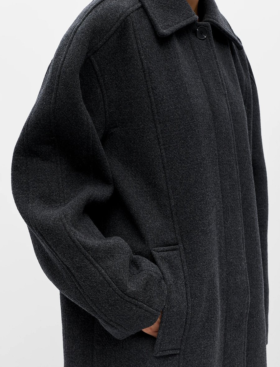 Object - OBJNINNI RE L/S LONG COAT 146 - dark grey melange - 4