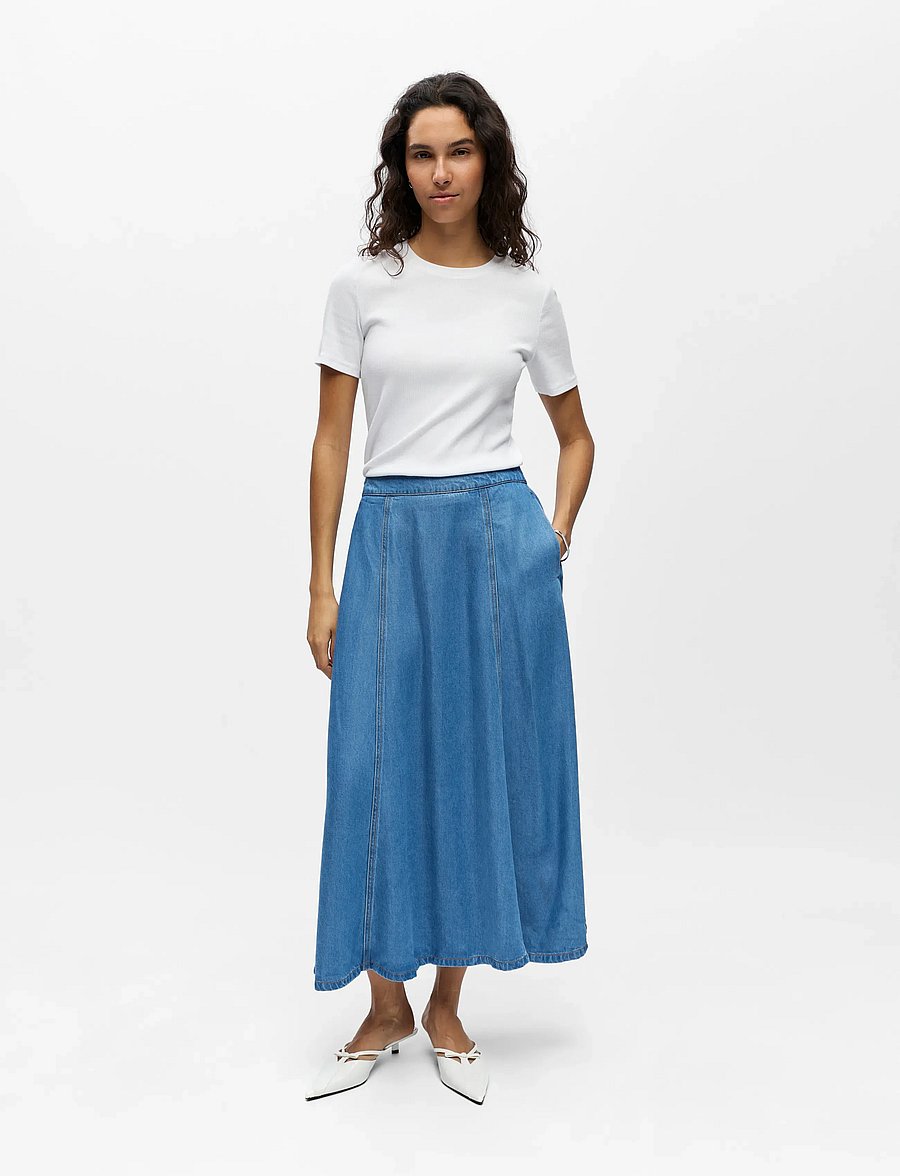 Object - OBJFRAME MW DENIM SKIRT NOOS - jeanskjolar - light blue denim - 0