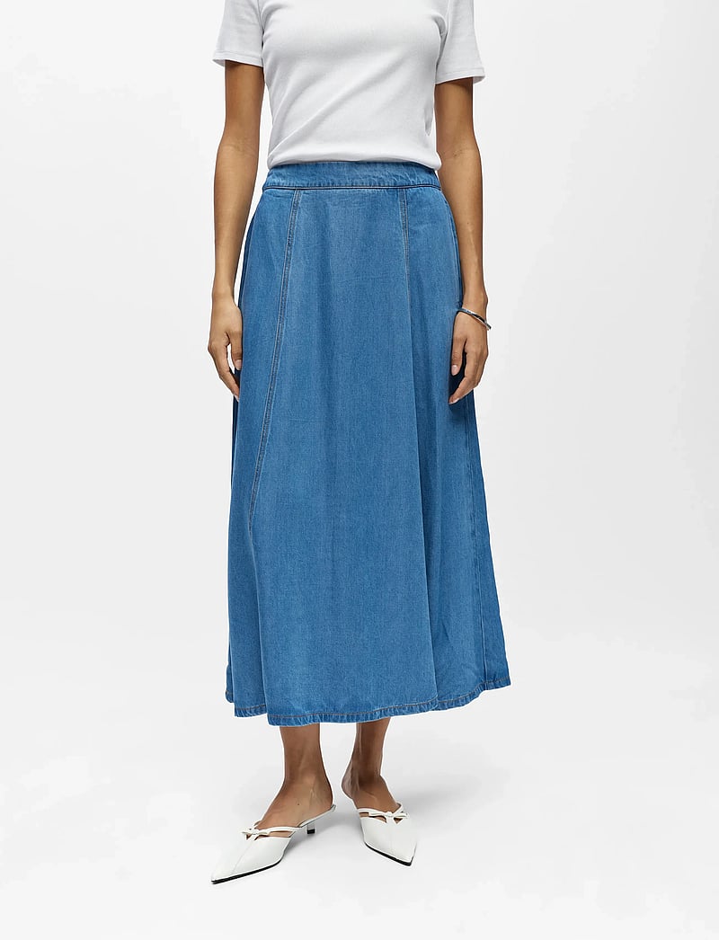 Object - OBJFRAME MW DENIM SKIRT NOOS - denimnederdele - light blue denim - 5