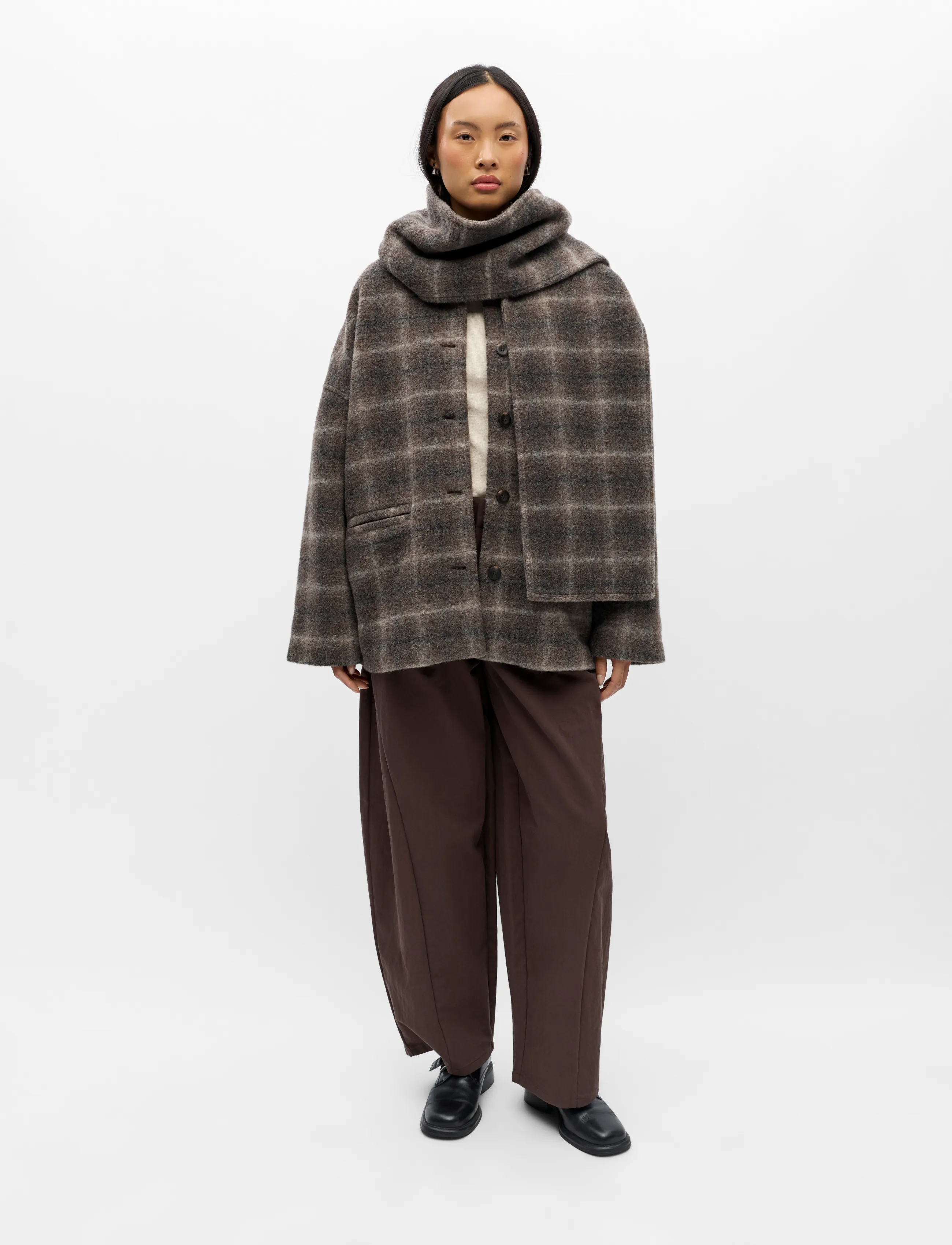 Object OBJMAISE L/S LO SCARF JACKET NOOS - Joped - CARAFE / brown