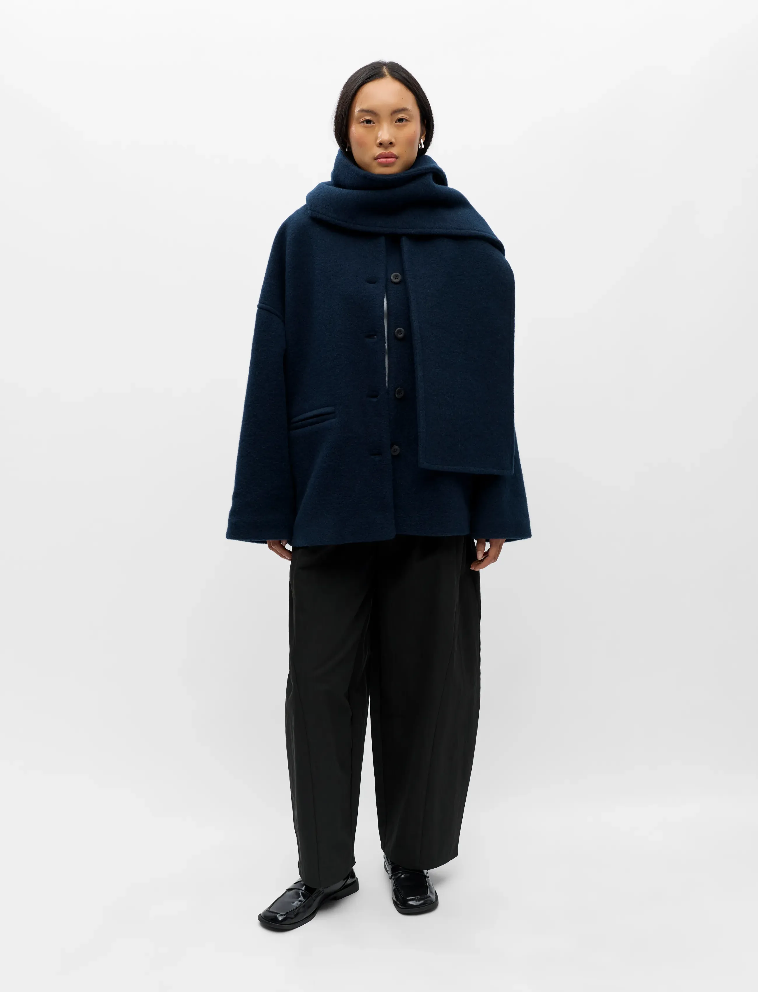 Object Objmaise L/S Lo Scarf Jacket Noos, Kvinder, Tørklædejakke, Navy, Str: 38